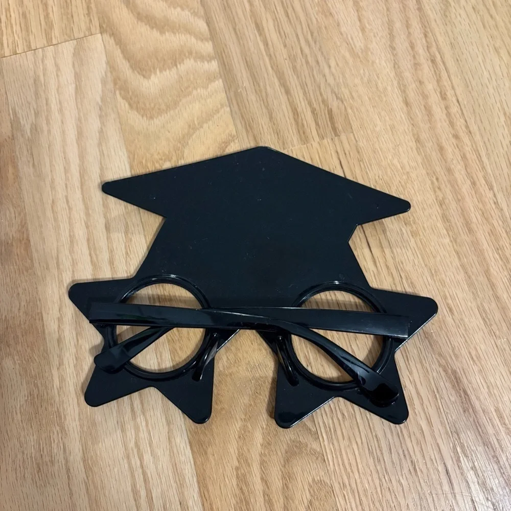 Graduation Star Glasses with Colorful Stars Kids Black Cap